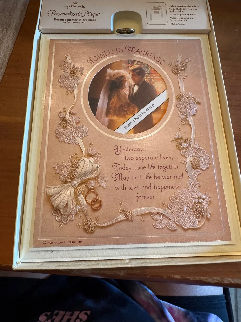 Hallmark Personalized Wedding Picture Frame Plaque Joined in Marriage 1982
